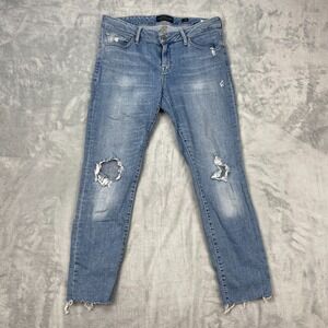 Lucky Brand Ankle Jeans Womens 6/28 Blue Denim Faded Distressed Lolita Skinny